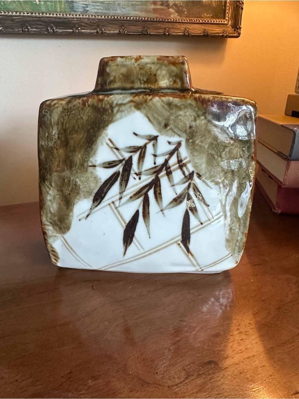 Vintage 1940’s Japanese Mingei  Bamboo Motif Decorative Vase